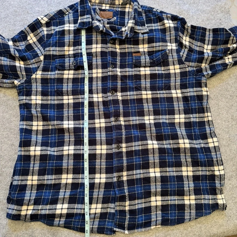 ORVIS Men's Heavy Weight Flannel Blue White Plaid Pockets Outdoors Workwear XXL